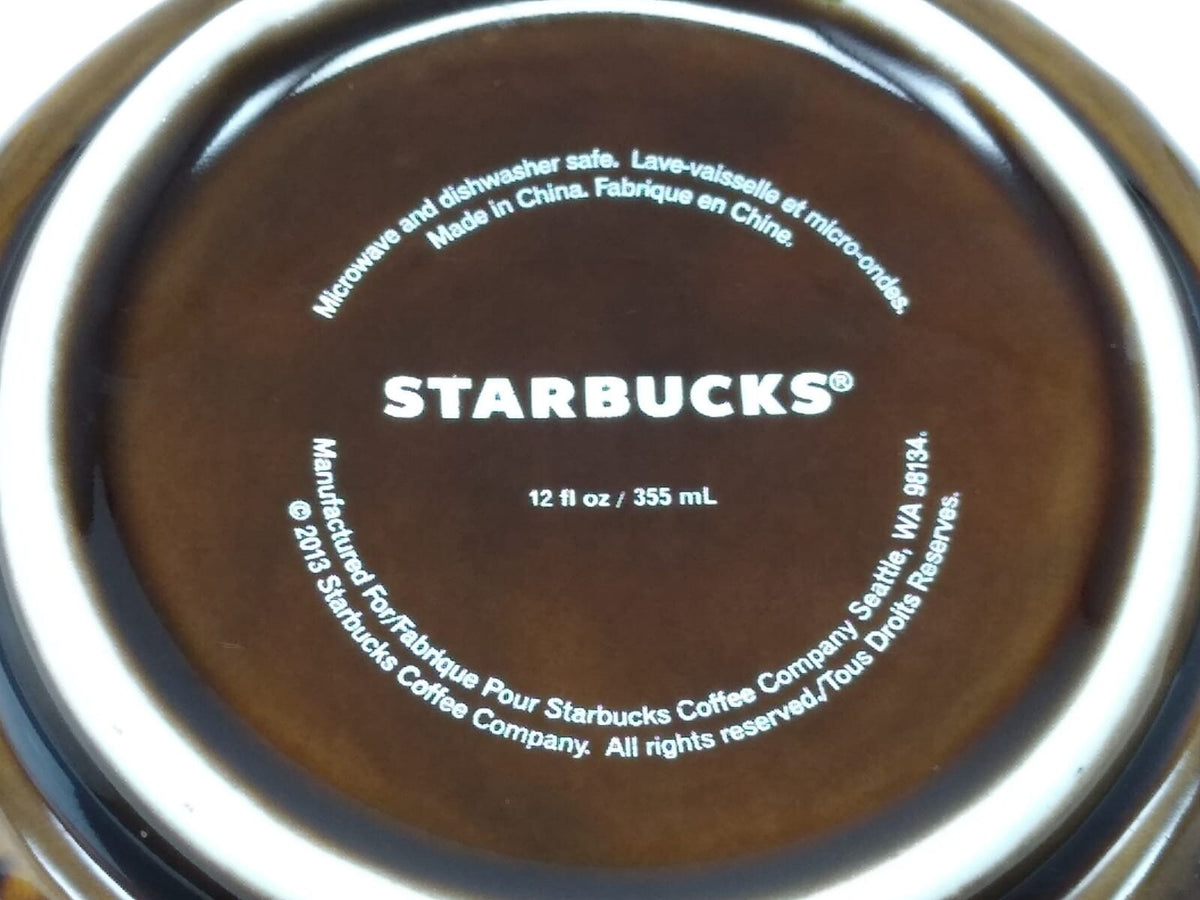 STARBUCKS Coffee Mug Coconut Shape Ribbed 2013 Ceramic Tea Cup Hot Chocolate