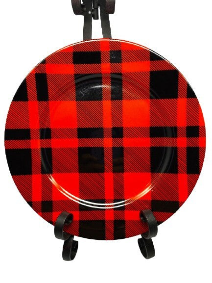 Rare FITZ & FLOYD  Black & Red Plaid Fine Porcelain FF.269 Dinnerware Collection
