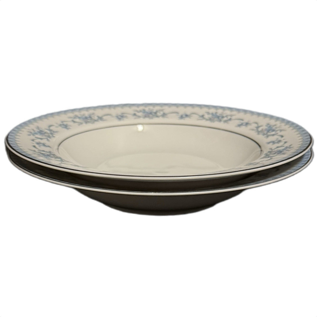 Sango Japan CAHILL 334 Diplomat Set of 2 Rim Soup Bowls Blue Floral Vintage