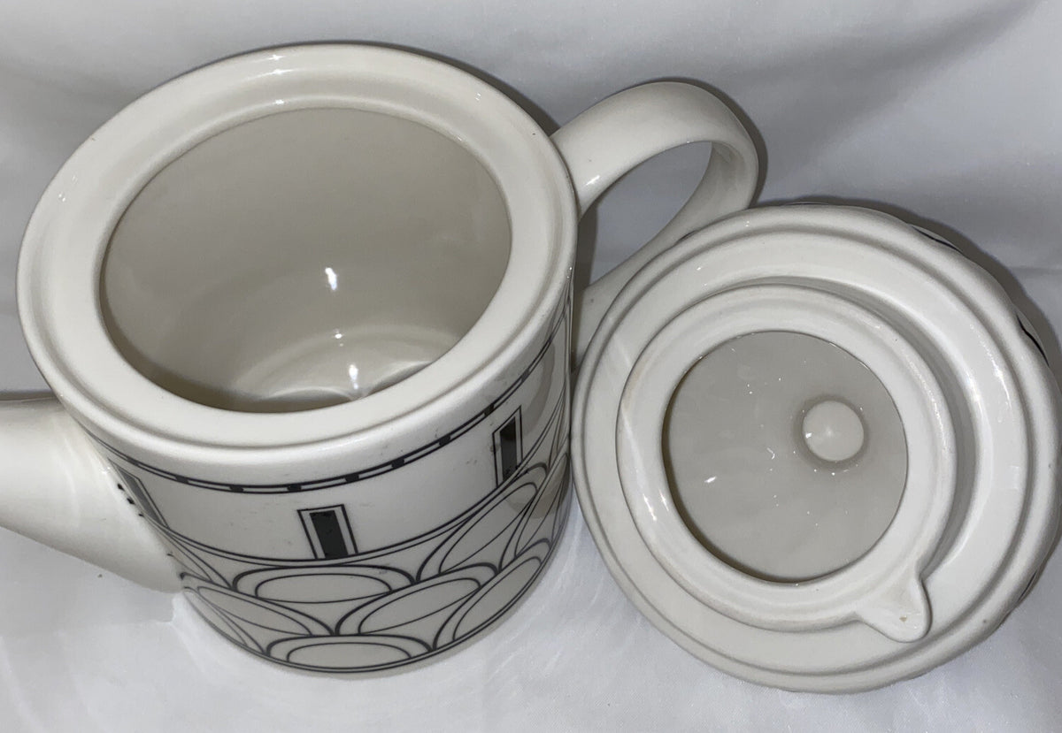 Grace’s Tea-ware Ceramic Teapot With Lid  Abstract Black & White 6 1/4”H