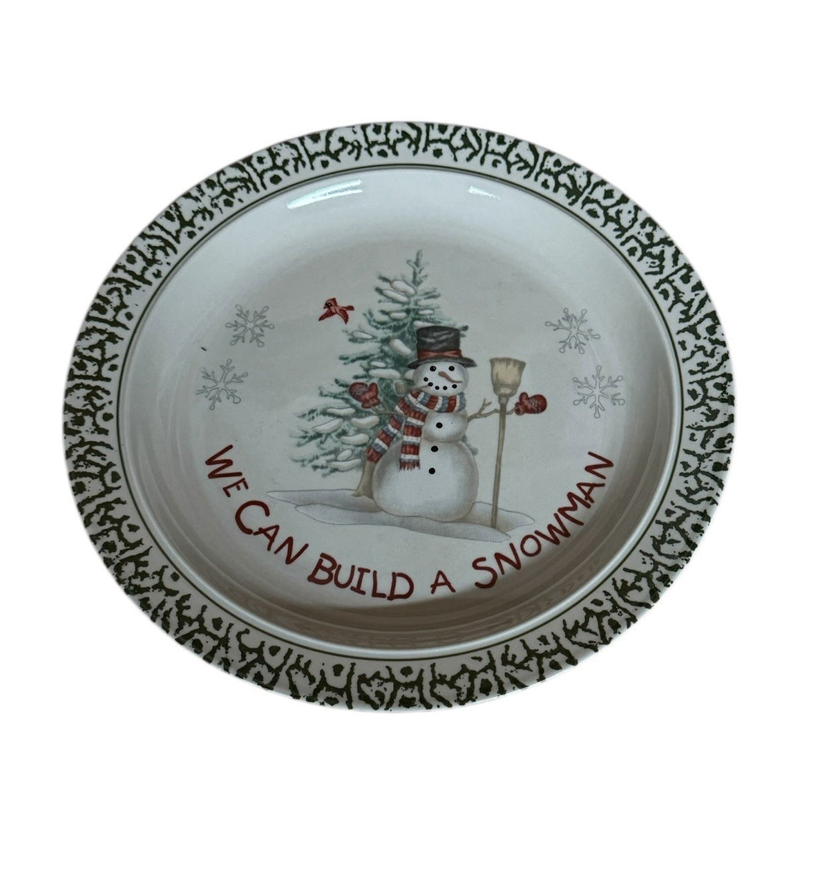 Vintage Christmas We Can Build A Snowman 6- Dinner Plates 1- Serving Platter