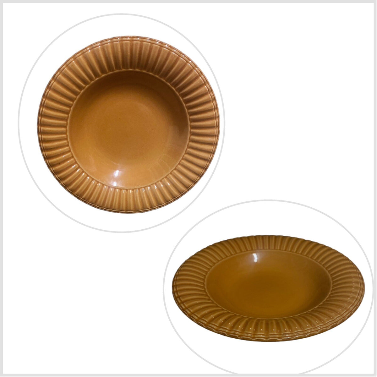 Italian Elegance 6-Rim Soup Bowls TODD ENGLISH Collection Burnt Orange Scalloped