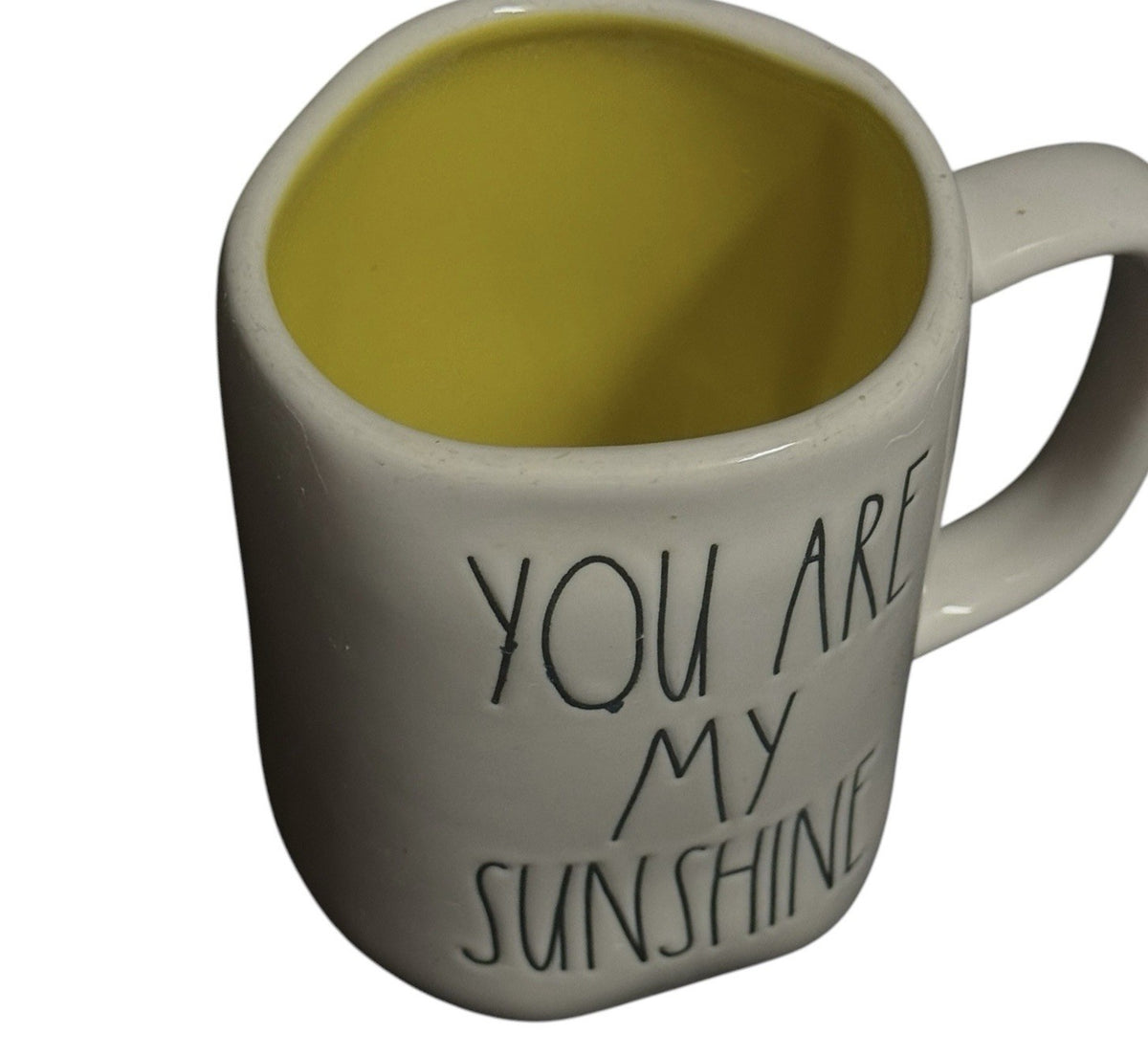 Rae Dunn YOU ARE MY SUNSHINE Ceramic Coffee Mug Yellow Interior 16 oz