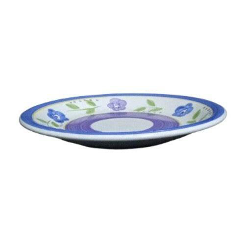 Gibson Designs BELLA 4-Dinner Plates 11 1/8"D Ceramic Blue Lavender Floral Bands