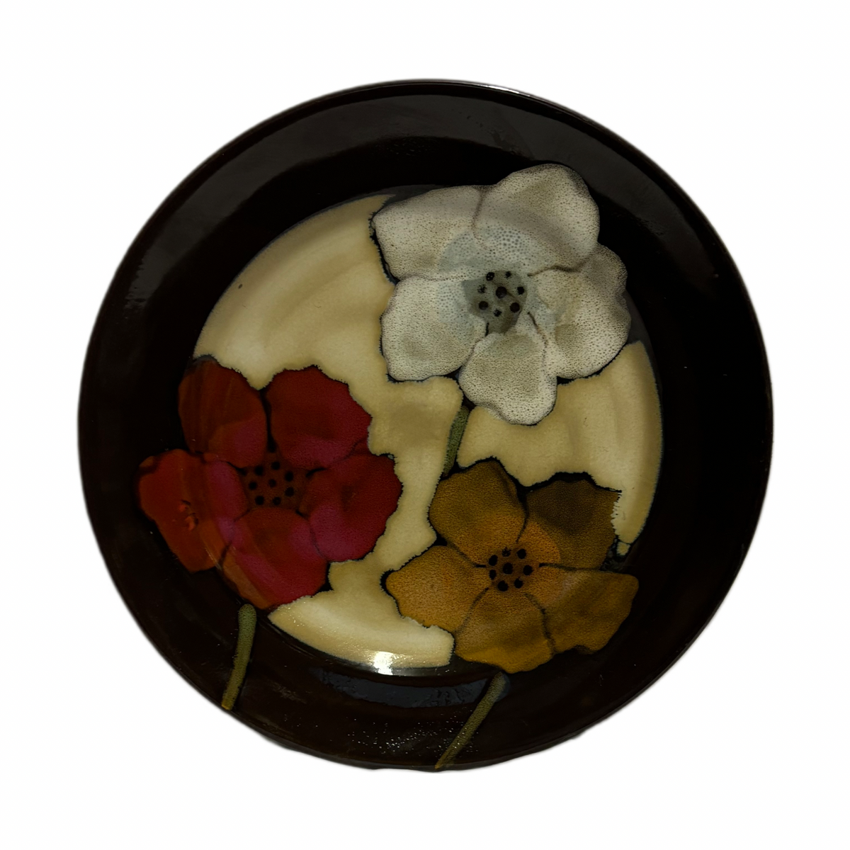 Pfaltzgraff Studio SARINA 3 Salad Plates Poppies Floral Stoneware Dessert Dish