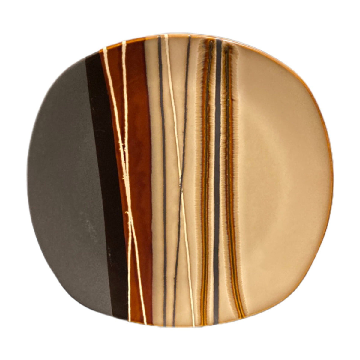 Home Trends BAZAAR BROWN 5-Dinner Plates Square 10 3/4" D Stripes Stoneware