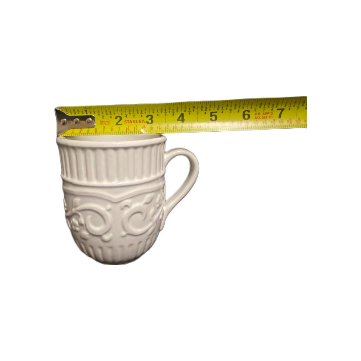 Mikasa AMERICAN COUNTRYSIDE 3- Mugs Earthenware White Tea Cups Embossed Design