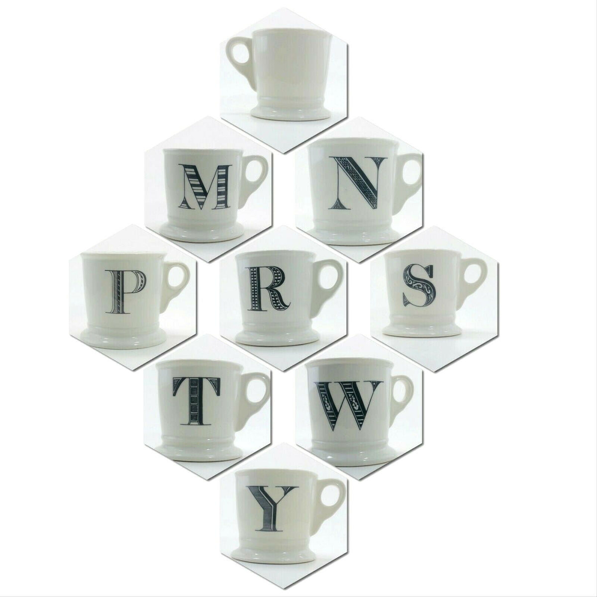 ANTHROPOLOGIE Monogram Mug Personalized Name Coffee Cup Initial Letter 12 fl. oz
