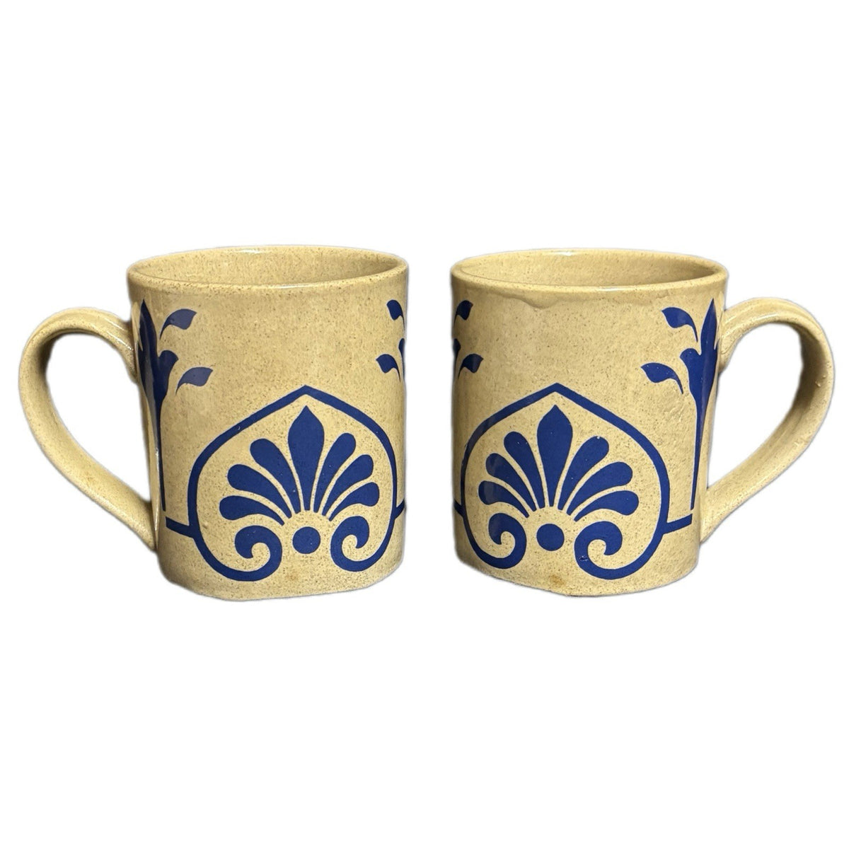 McClaggan Smith 2-Mugs Jamestown Scotland Speckled Stoneware Blue Cups Design