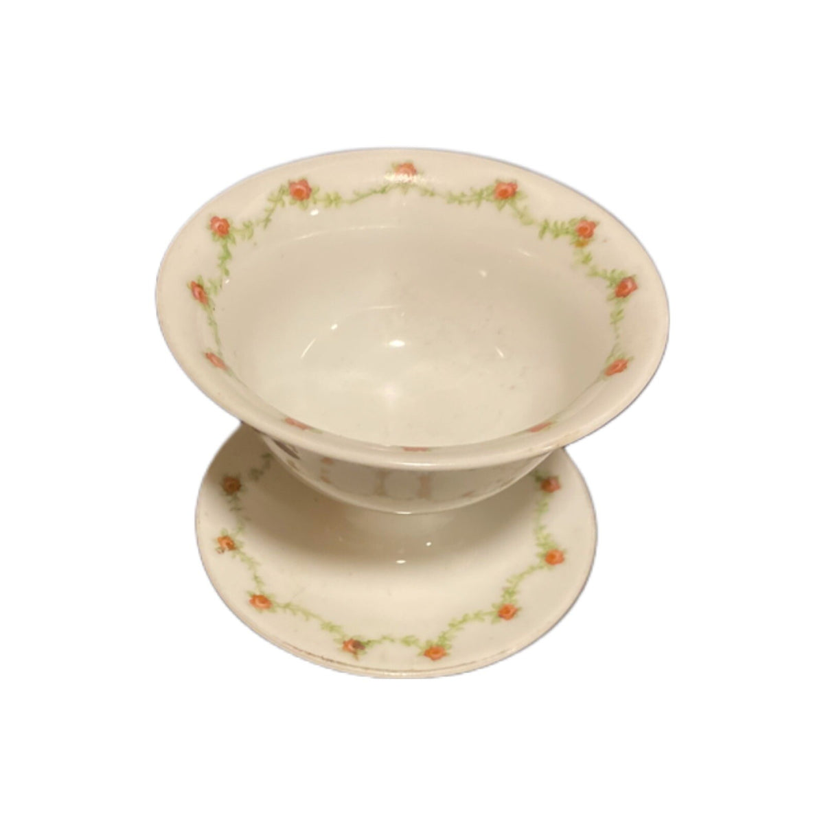 Vintage Victoria Austria 4-Pedestal Cups Dessert Berries Porcelain Rosebuds
