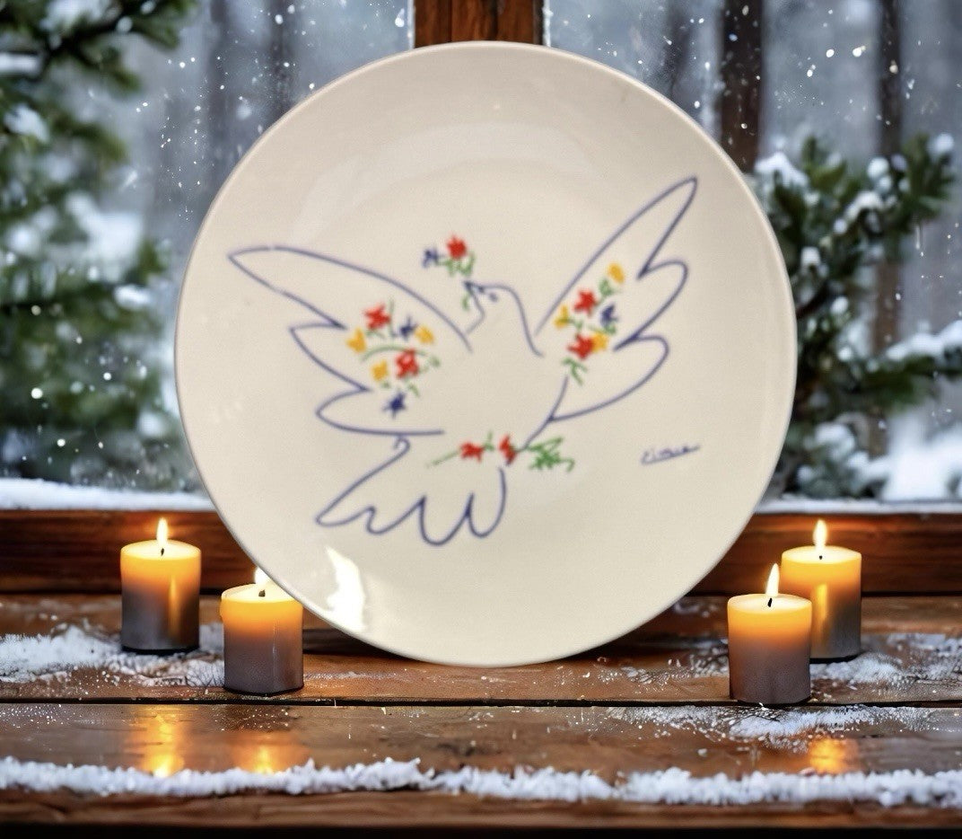 Picasso Dove of Peace Plate XL Art Spain 8” Porcelain Wall Art Decor Gift