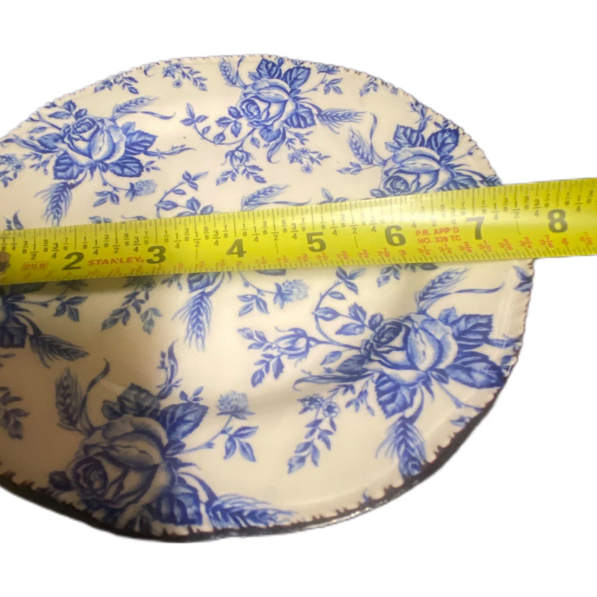 Wood & Sons 5-Salad Plates COLONIAL ROSE Blue Scalloped England Dessert Dish