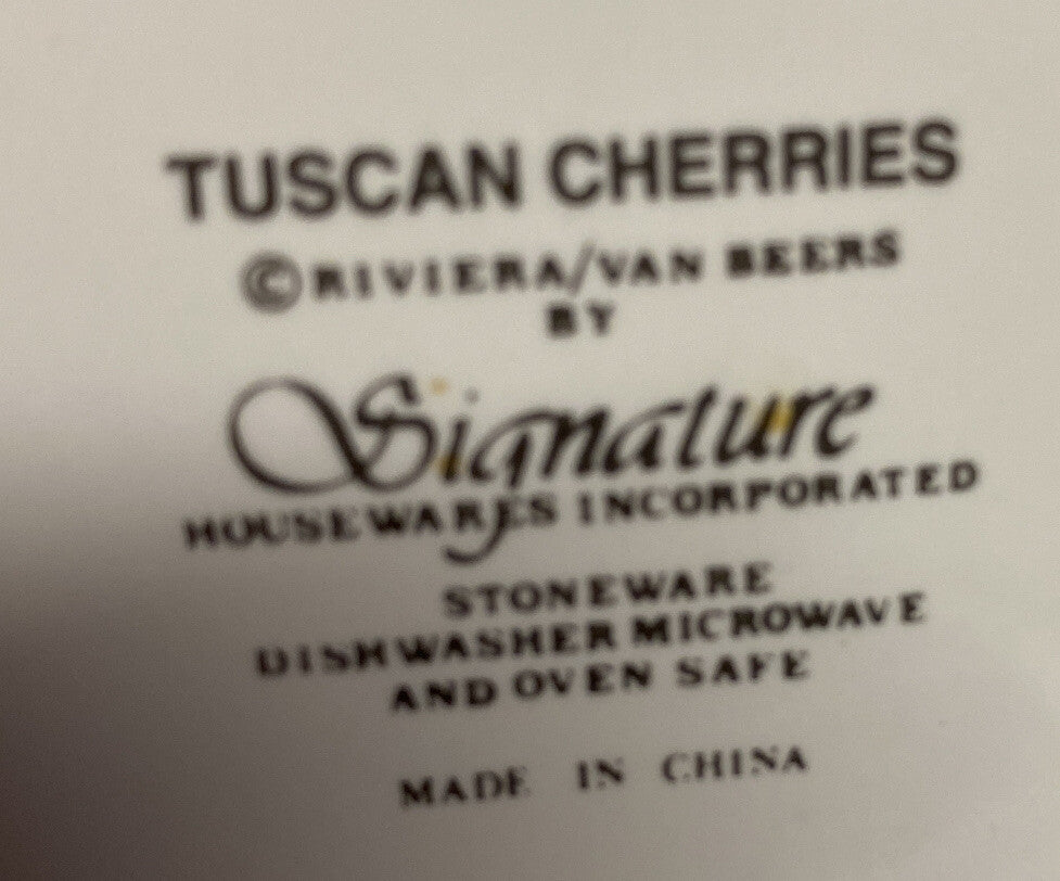 Vintage Riviera Van Beers TUSCAN CHERRIES 4-Salad Plates Signature Housewares