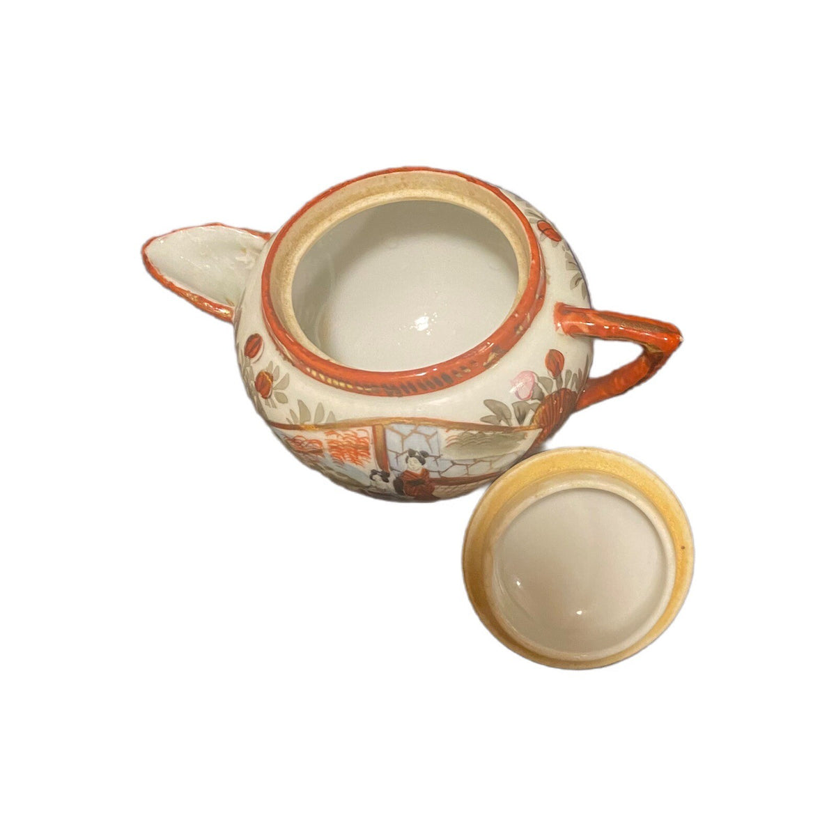 Vintage Japanese Geisha Teapot • Hand Painted Porcelain • Oriental Scene