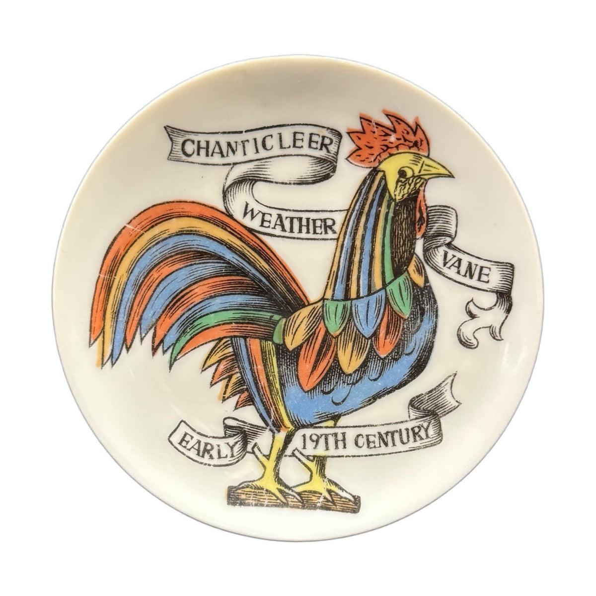 Vintage 4” Chanticleer Rooster Plate Early 19th Century Weather Vane Trinket