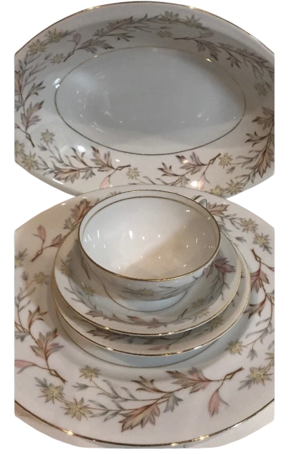 Harmony House Woodhue Fine China 16 Piece Set & 1 Oval Serving Bowl Japan