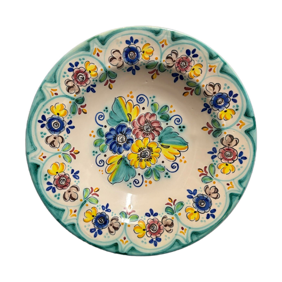 CERVANTES Burguillos Toledo Wall Hanging Bowl Spain Ceramic Hand Painted Floral