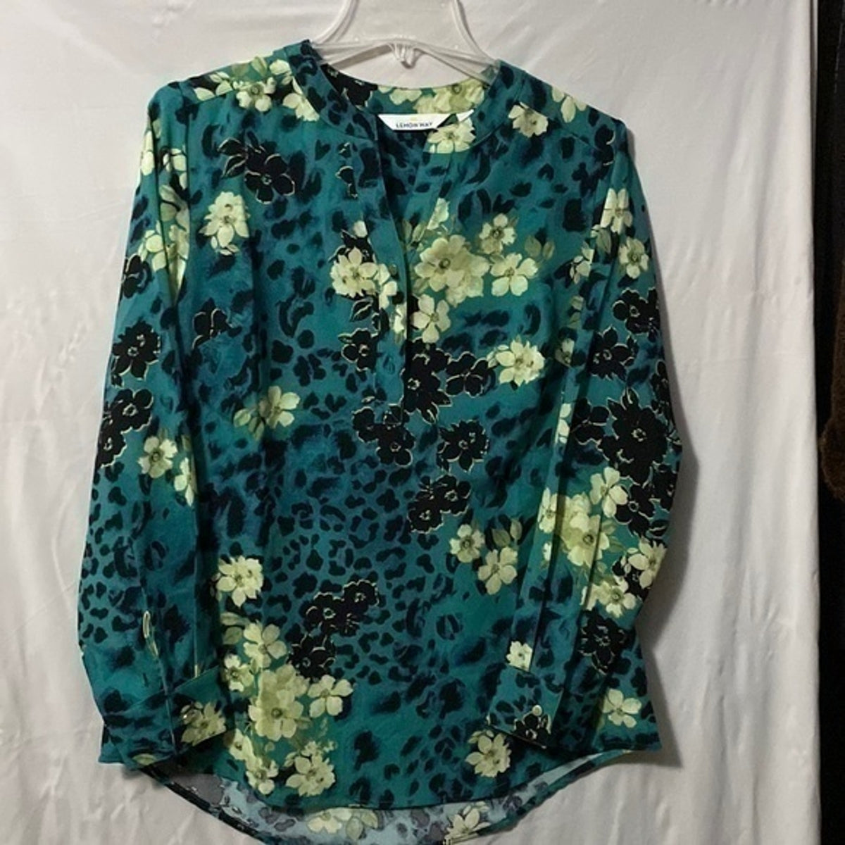 Lemon Way Top Blouse Floral Long Sleeves Sz. S