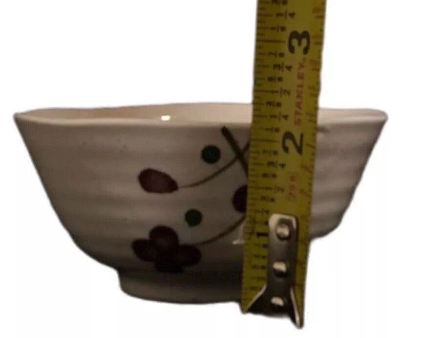 Vintage KoTo 7-Small Bowls Rice Noodle Fruit Cup Ceramic Japan Red Blossom