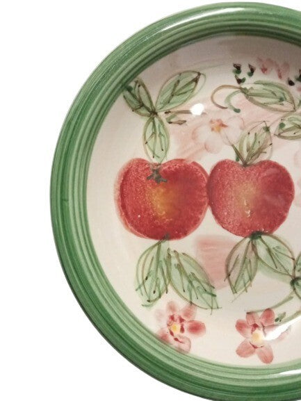 Gibson Designs Peach Duo Set of 3 Salad Plates 7 3/8” Fruit Floral Ceramic Green
