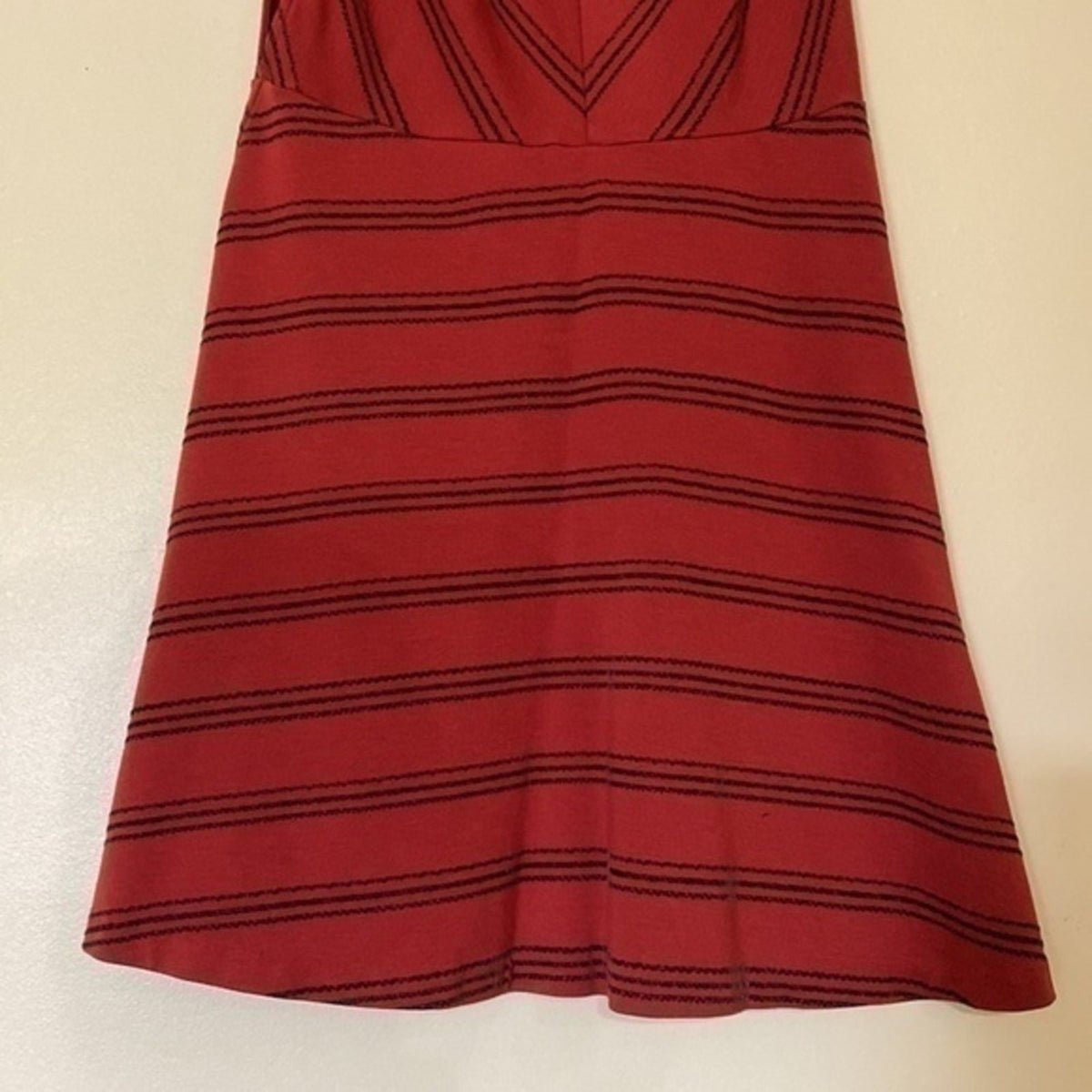 Free People Red/Orange Short Dress Black Velvet Stripes S