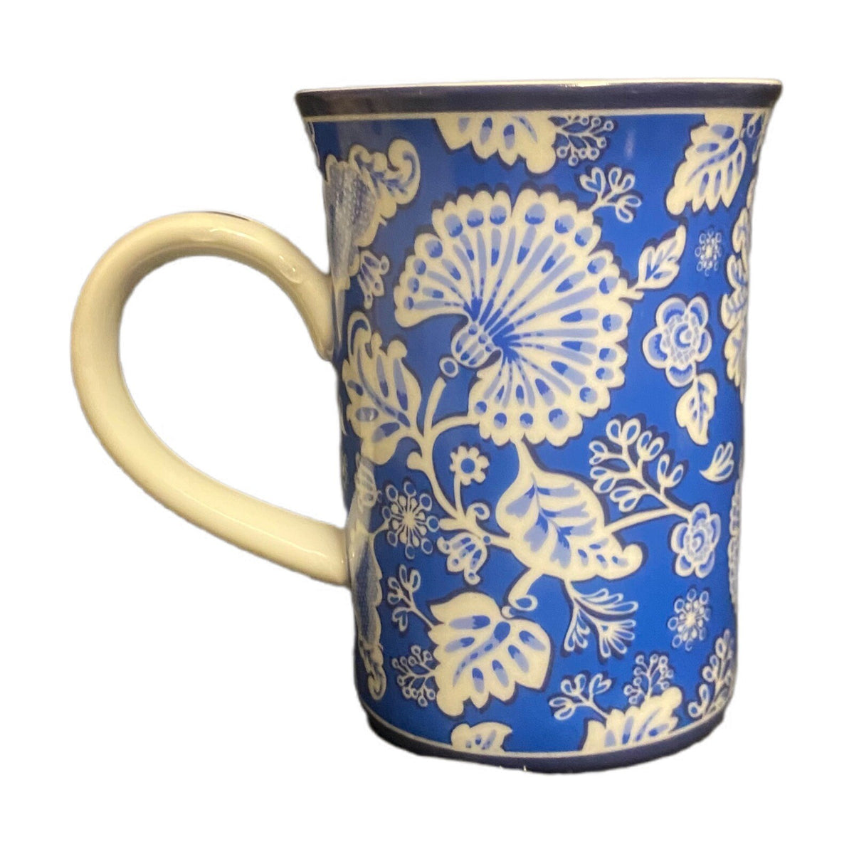 Vera Bradley BLUE LAGOON Mug (N0 Lid)  8 oz Coffee Tea Cup White Blue Floral