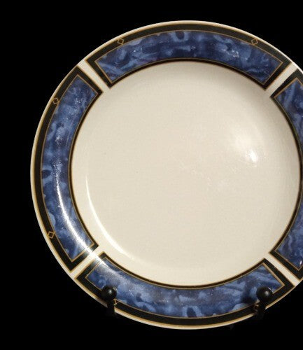 Vintage Gibson Designs ROYAL DUCHES BLUE 4-Salad Plates 7” Blue Marbled Border