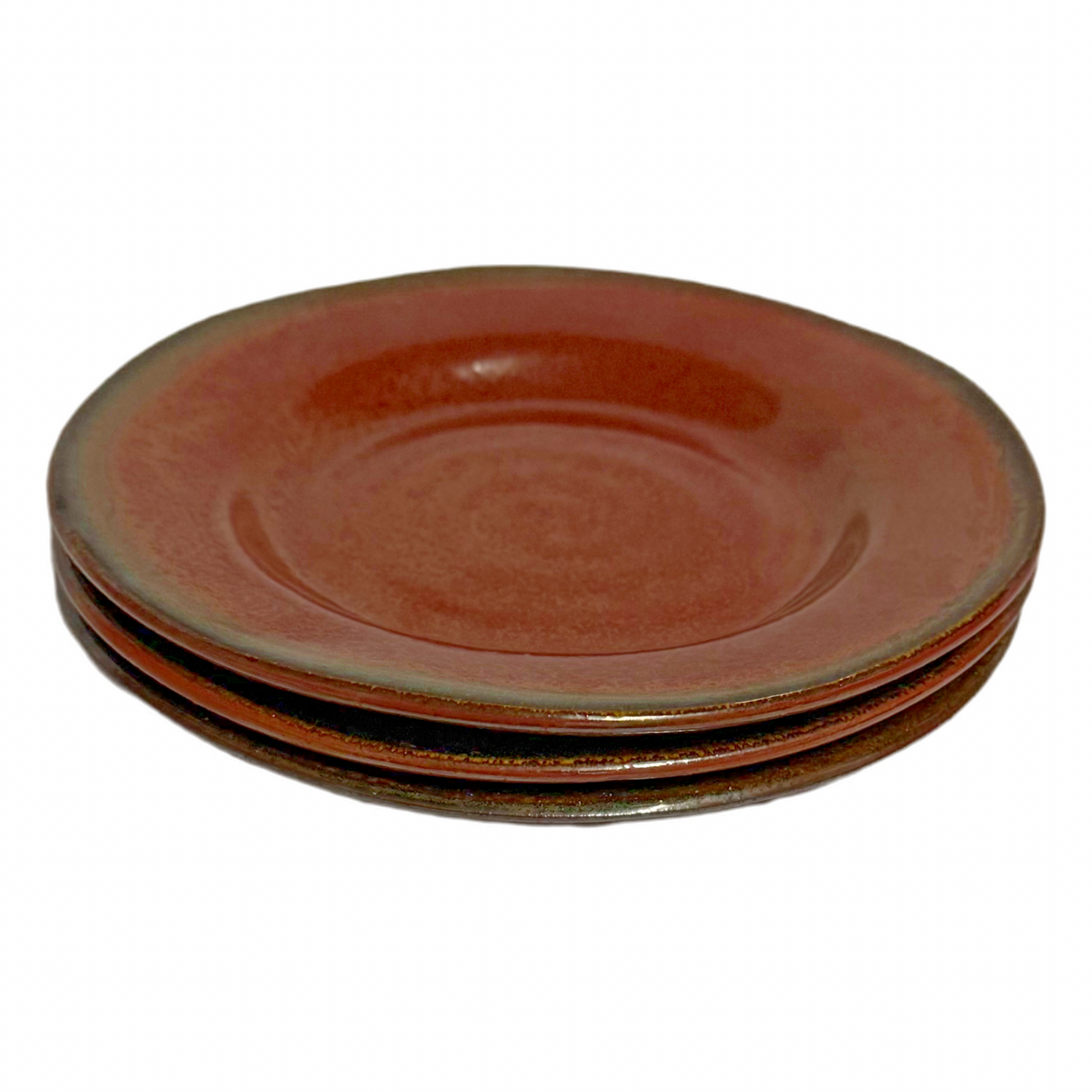 Set of 3 Gourmet Expressions Stoneage Cinnamon Salad Plates 8.1/8” Rustic Brown