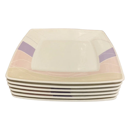 Bernardo Soft Touch 6-Square Salad Plates Poland InterEurope Milano Porcelain