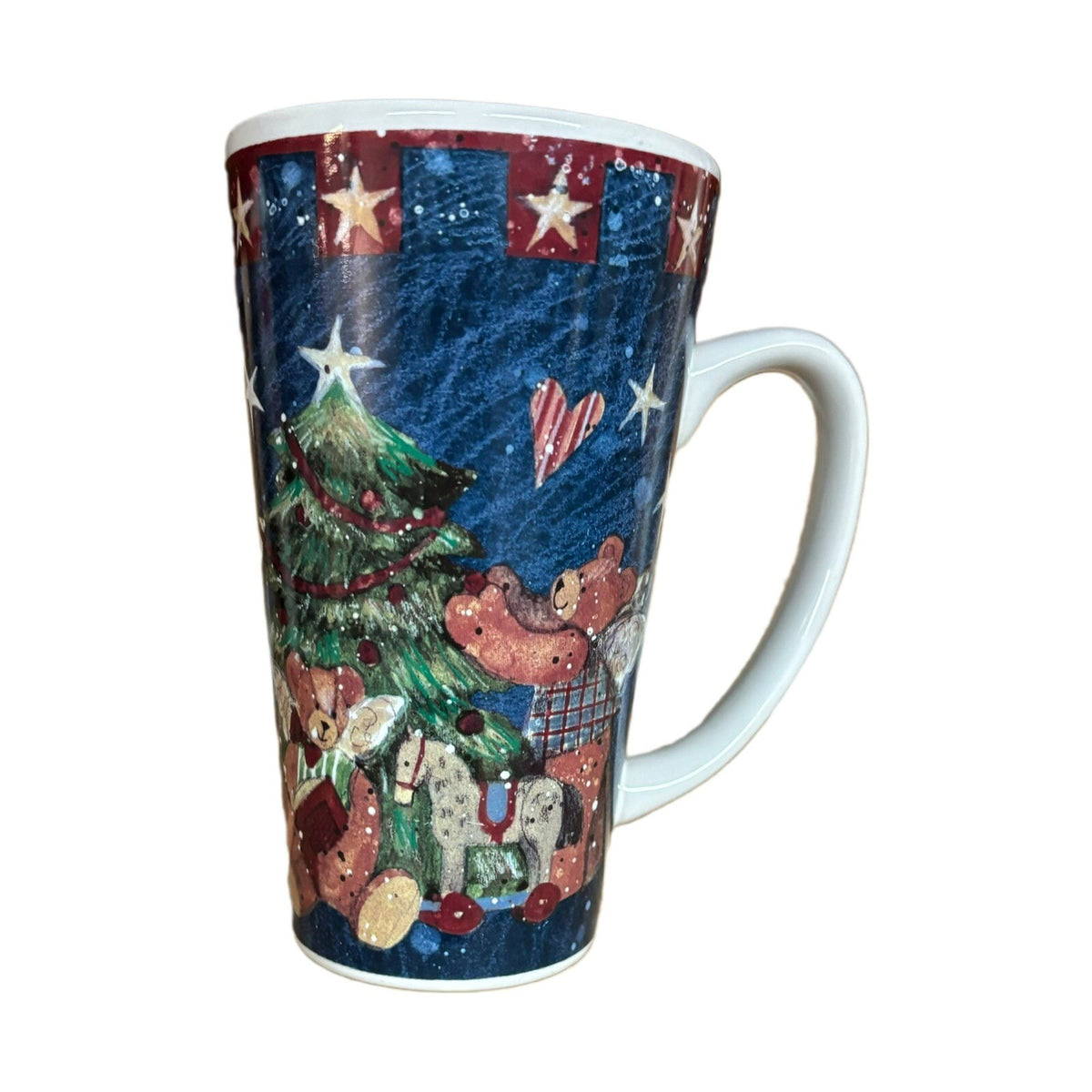 SUSAN WINGET Latte Mug Christmas Certified Int'l Ceramic White Tumbler Tall Cup