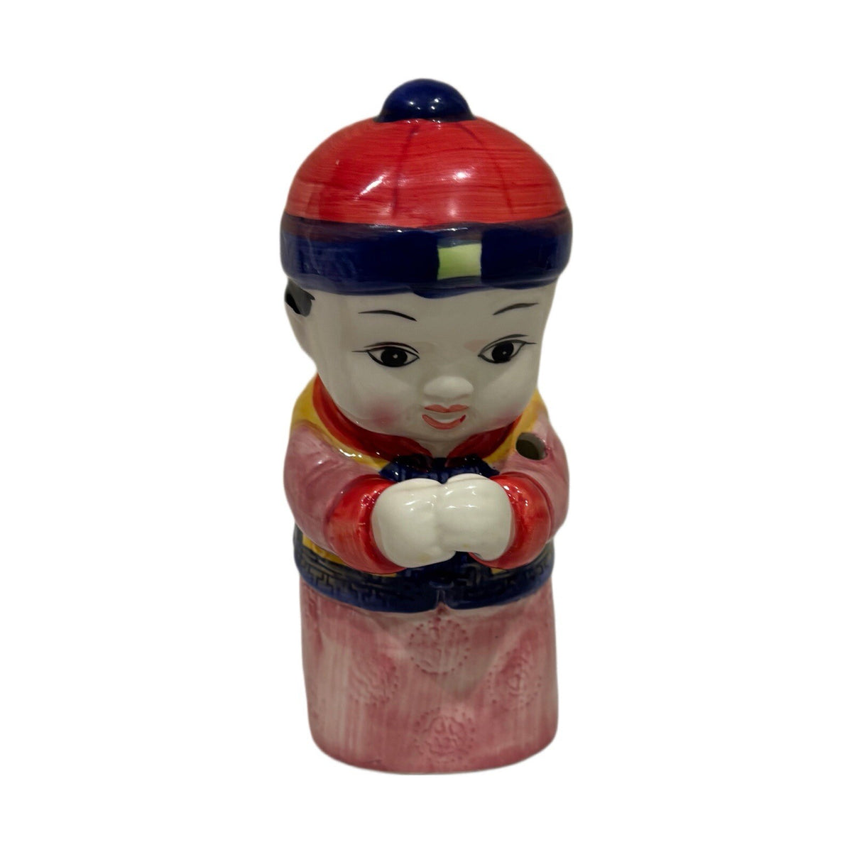 Vintage Tiki Mugs Set – Figural Chinese Boy & Girl – Ceramic Statue Cups