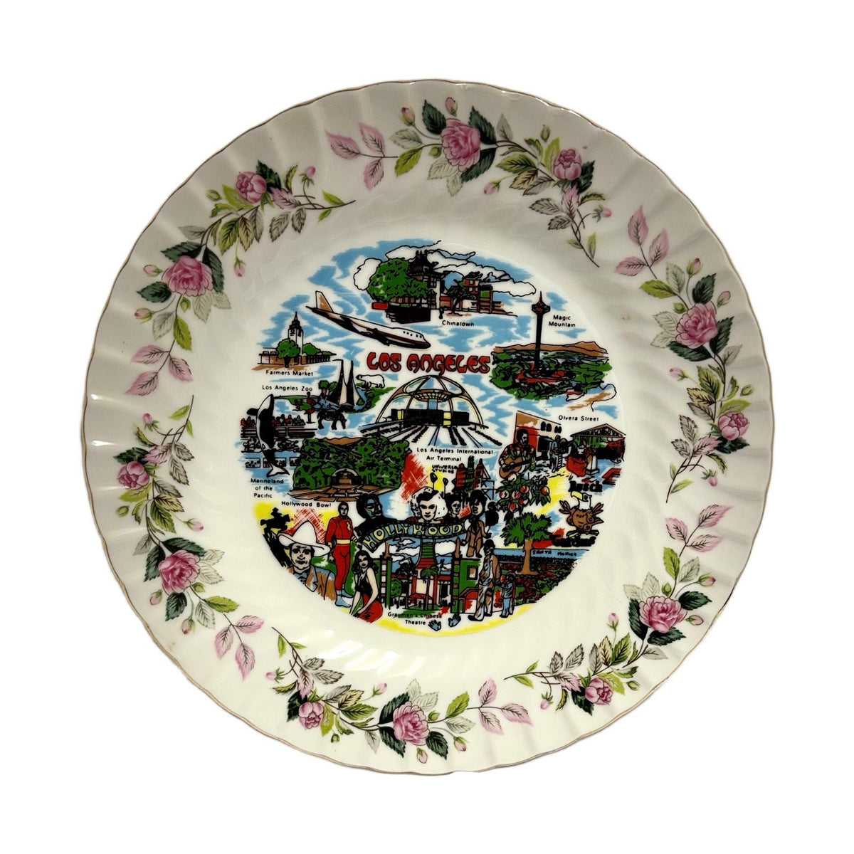 Vintage Los Angeles Plate California Souvenir  CREATIVE Fine China  2345 Japan