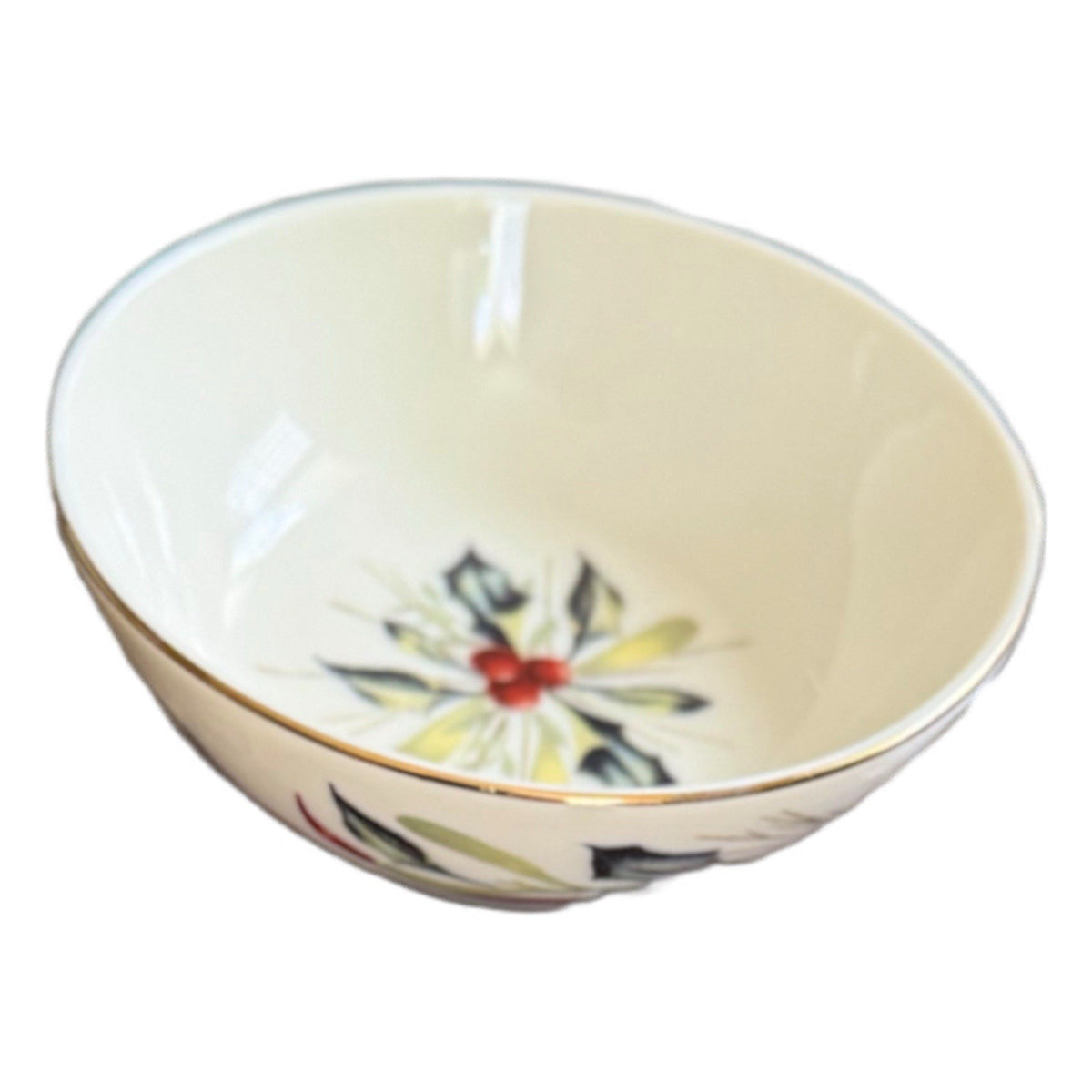 Lenox Winter Greetings Berry Bowl 4.1/4” American Home Collection Holly Gold