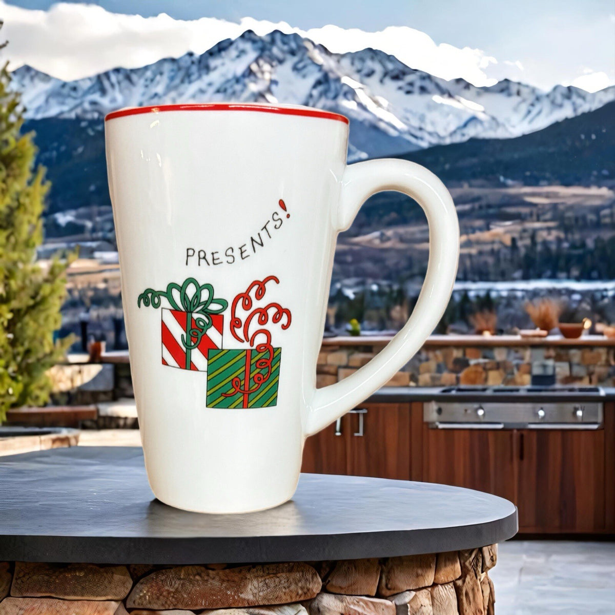 Fitz and Floyd Gourmet Latte Mug HAPPY HOLIDAYS Coffee Tea Christmas Cup 18oz