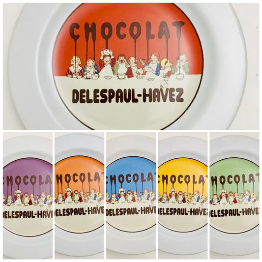 6-Pottery Barn CHOCOLATE Salad Plates Delespaul-Havez Ceramic Dessert Dish