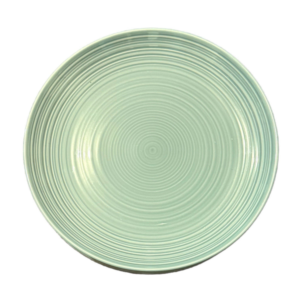 Denby Ripple Mint Blue 10.5” Dinner Plates Set of 3 | Concentric Texture
