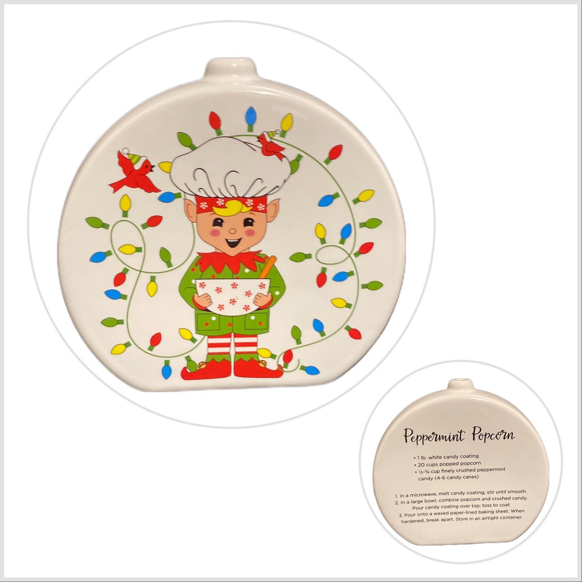 Temp-tations by Tara 6-Christmas Ornaments Ceramic Stand Or Hang Recipe On Back