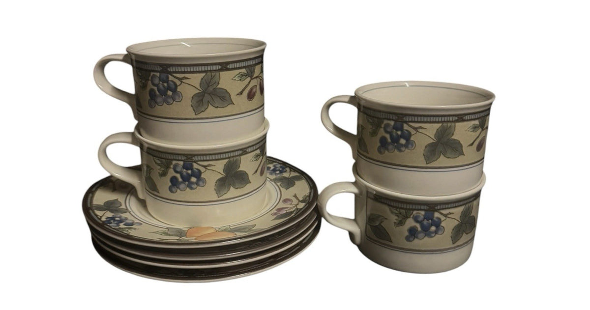 Mikasa Intaglio Garden Harvest 8 Pc Coffee Mug & Saucer Set 4 Cups Malaysia