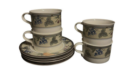 Mikasa Intaglio Garden Harvest 8 Pc Coffee Mug & Saucer Set 4 Cups Malaysia