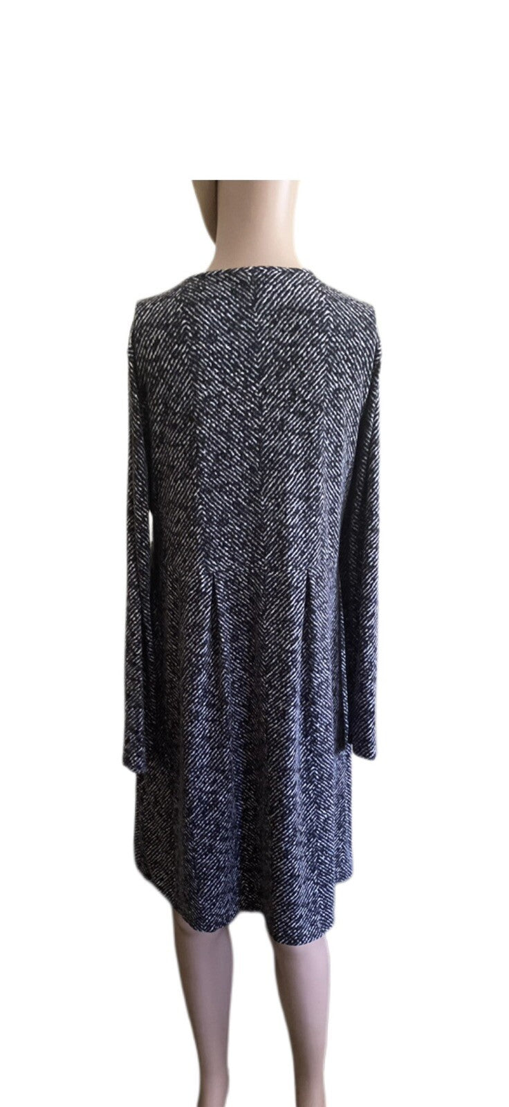 J. Jill Midi Shift Dress Wearever Collection Black Gray Long Sleeve Small Petite