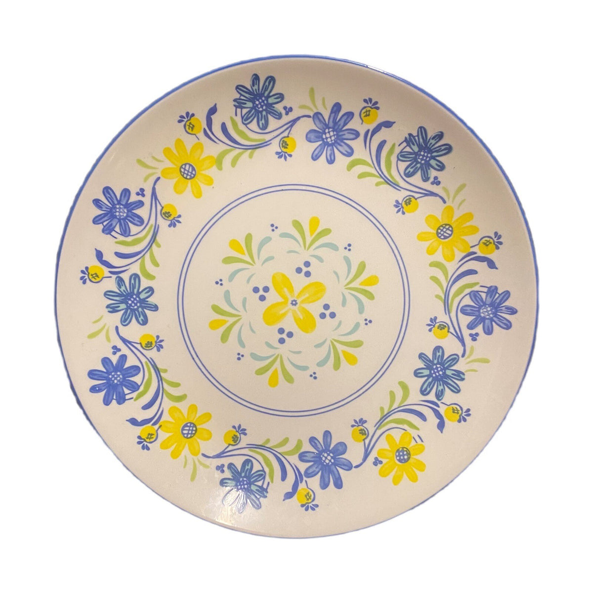 BAUM Tuscany Dinner Plate Blue Yellow Floral Ceramic 10 1/2" D  Dish