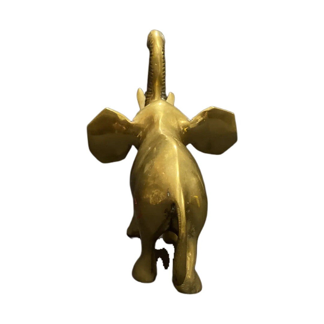 Vintage Elephant Solid Brass Figurine Statue Raised Trunk Up Good Luck