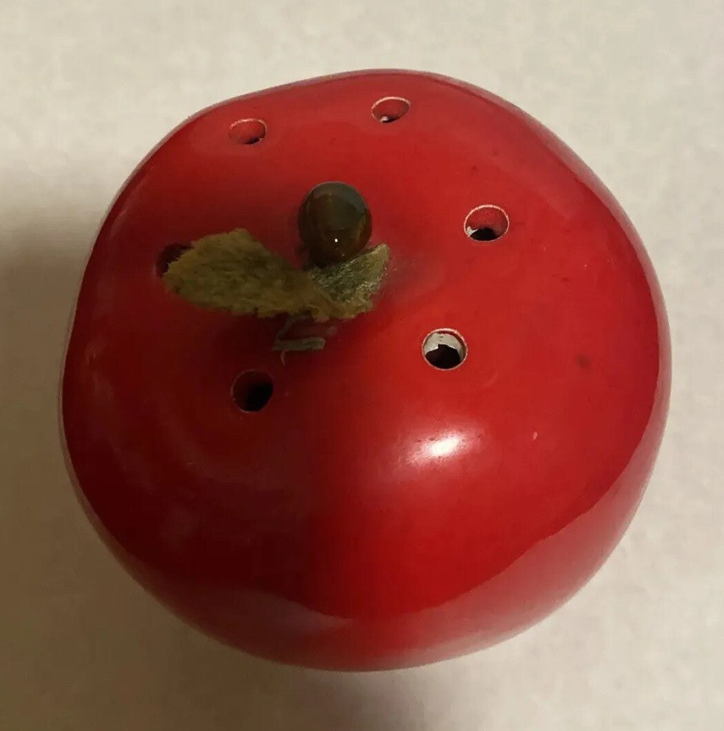 Rare Ceramic Potpourri Scent Aromatic Shaker Decorative Vanity Bath Red Apple