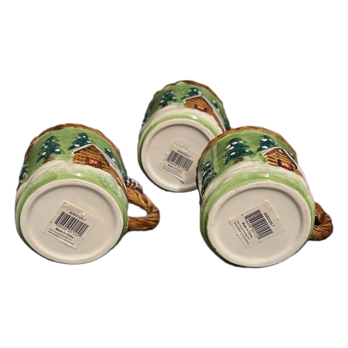 BICO 3D Holiday Teapot w/ 3 Mugs Moose Bear Pine Cone Lid Christmas Cabin Decor