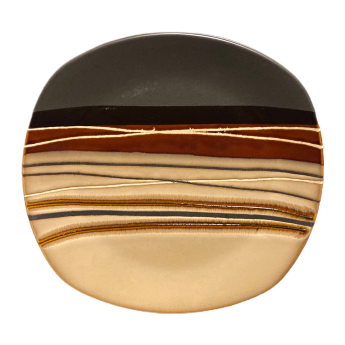 Home Trends BAZAAR BROWN 5-Dinner Plates Square 10 3/4" D Stripes Stoneware