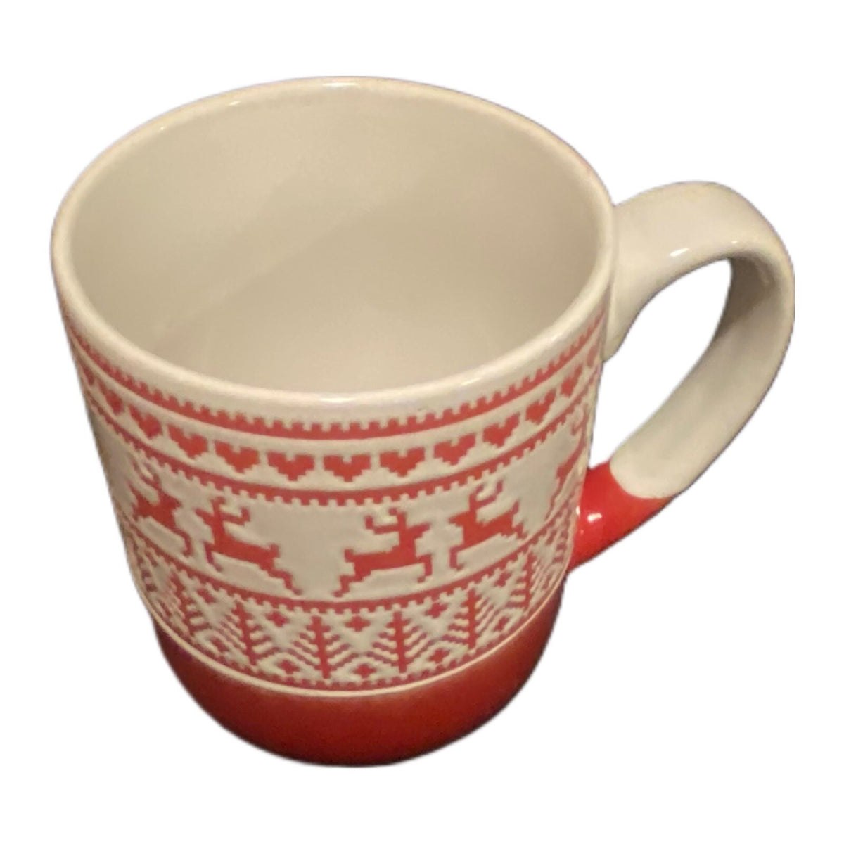 10 Strawberry Street Mug Christmas Reindeer Embossed Artisan Collection 16 Oz