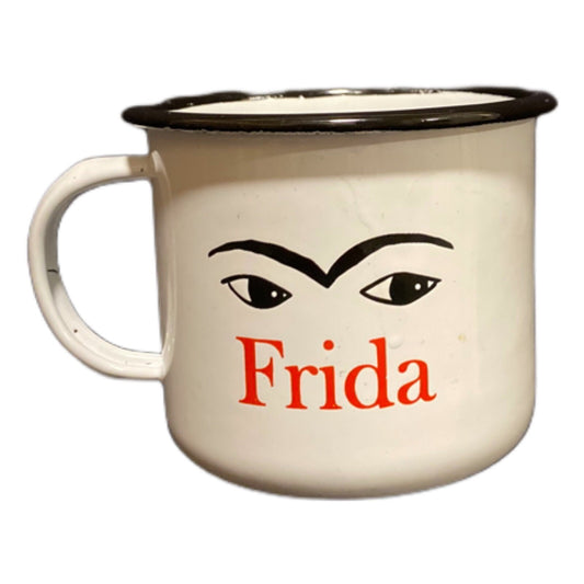 Enamelware FRIDA Coffee Cup MALINALCO HOME White Black Mug Farmhouse, Camping