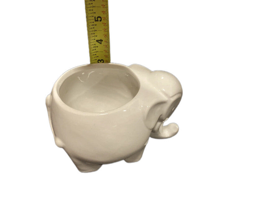 Elephant Shape Planter Greyish White Ceramic Pot Cactus Flower Home Balcony Desk