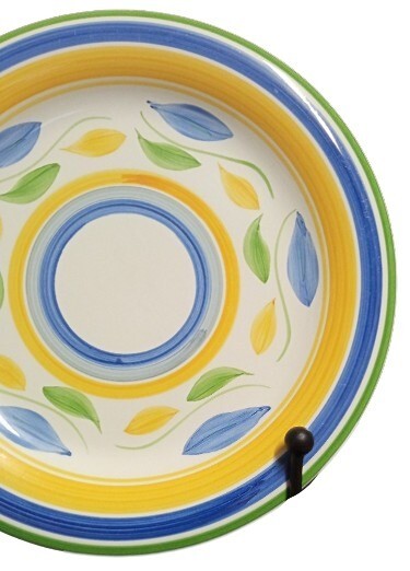 Gibson Everyday Amano Dinner Plates Set of 4 10 1/2” D Blue Yellow Leaves China
