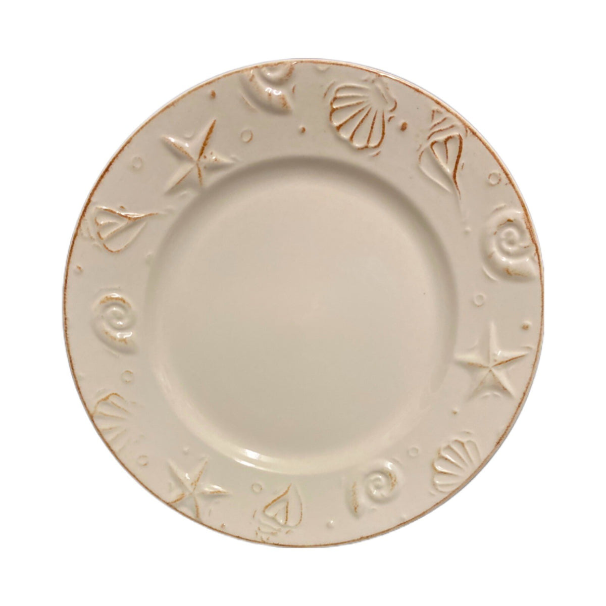 Thomson Pottery HAMPTON 3-Dinner Plates CAPE COD SEASHELL Rustic Nautical